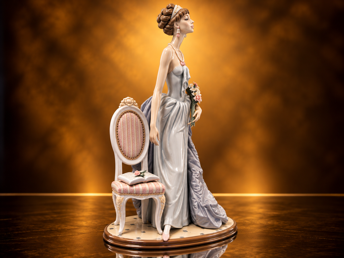 MINT! LLADRO # 1495 "A LADY OF TASTE" PORCELAIN FIGURINE - TALL 15 "
