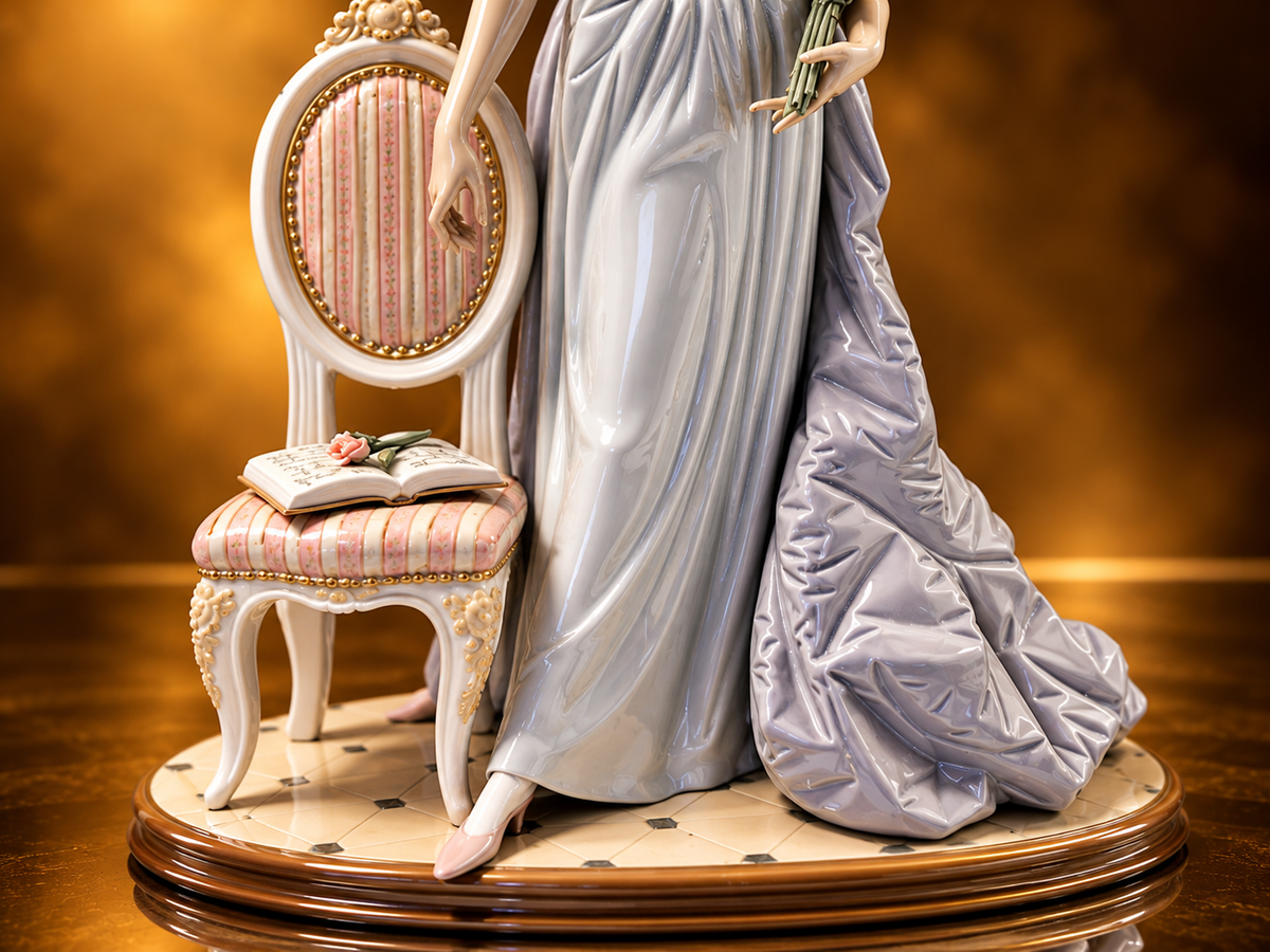 MINT! LLADRO # 1495 "A LADY OF TASTE" PORCELAIN FIGURINE - TALL 15 "