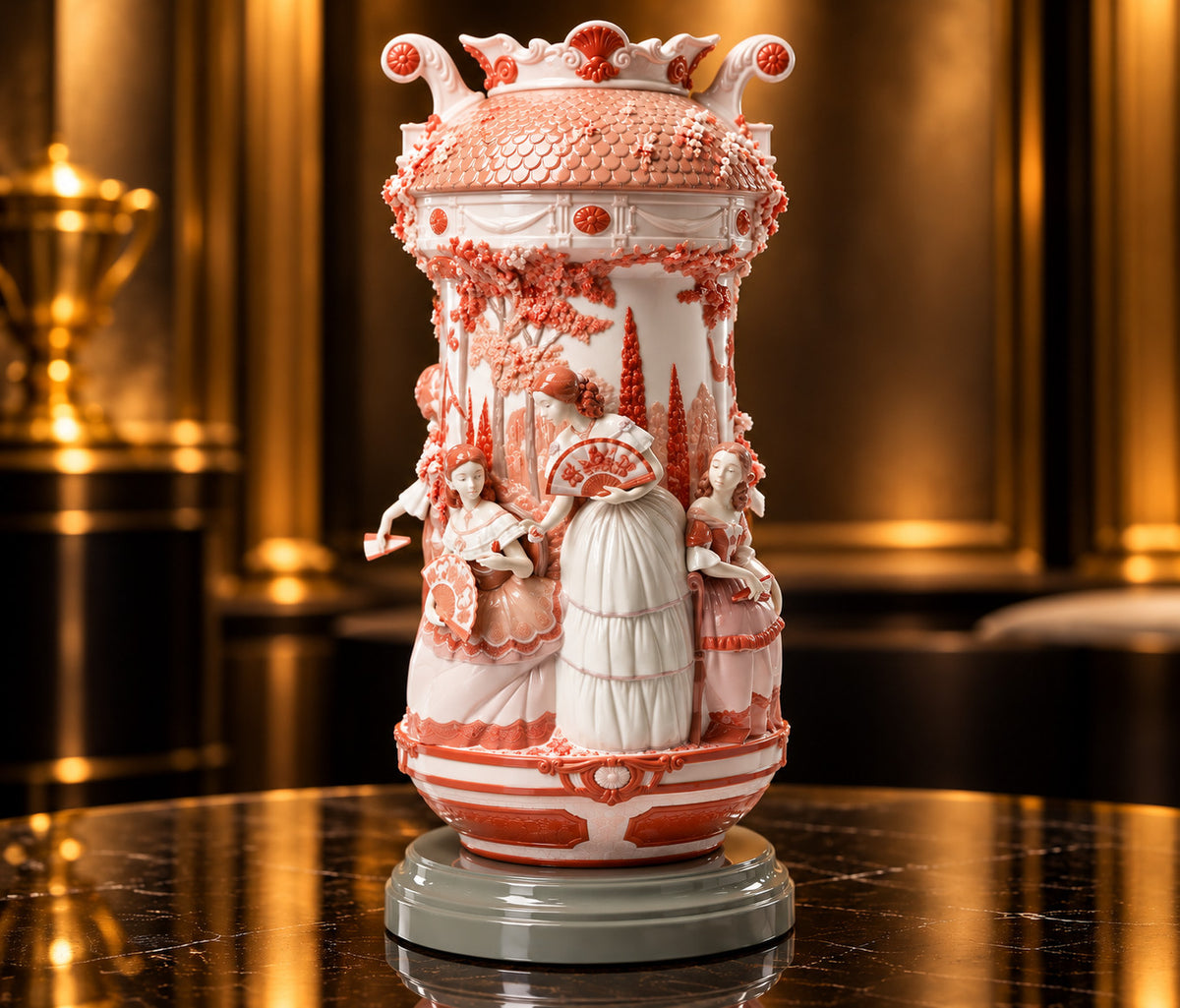 Lladró Ladies in the Garden Vase Red #01007032 – Re-Deco Limited Edition 250 – NEW