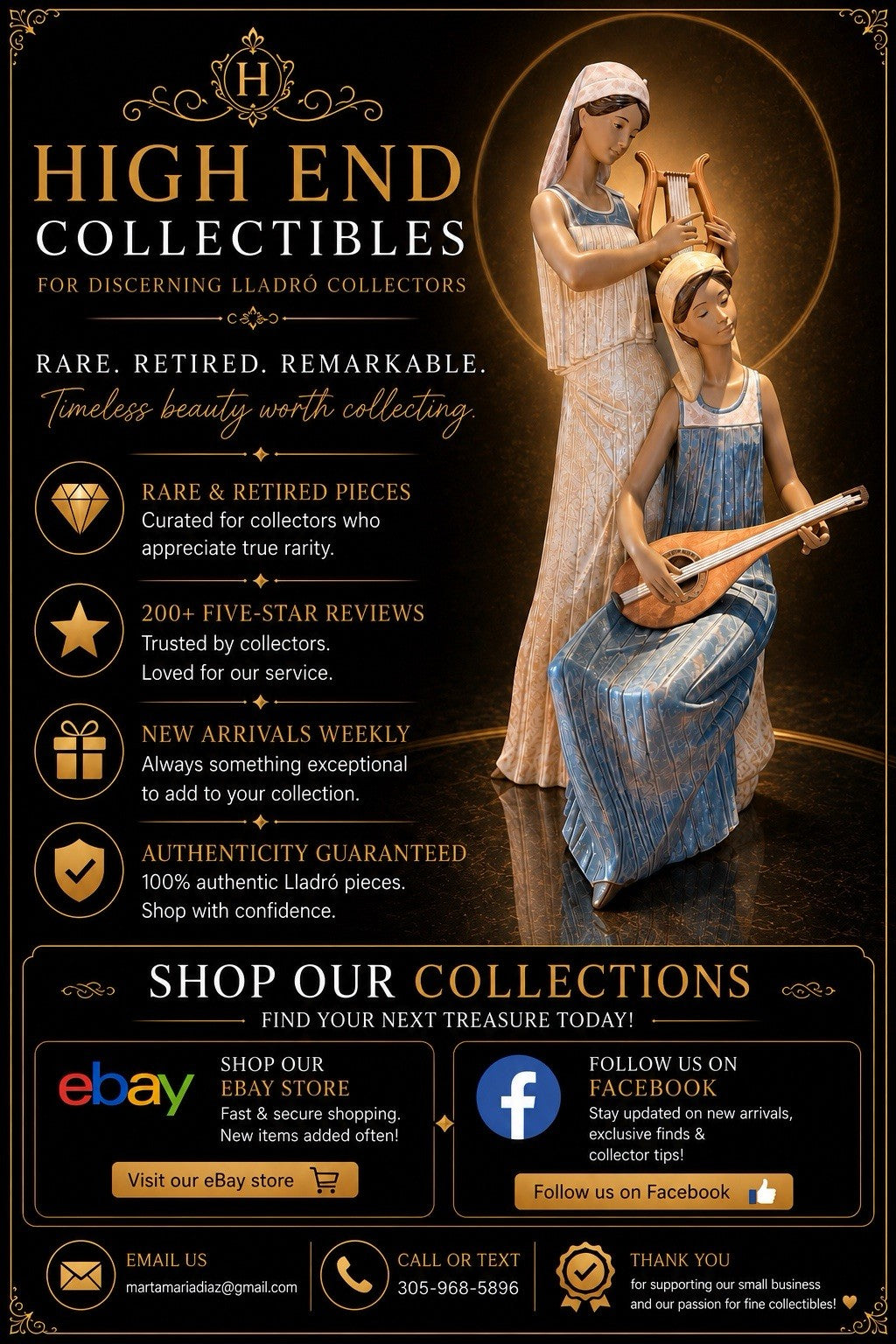 NIB! RETIRED 2004 LLADRÓ MELODIES #01012364 GRES. FRANCISCO POLOPE 17.75” TALL