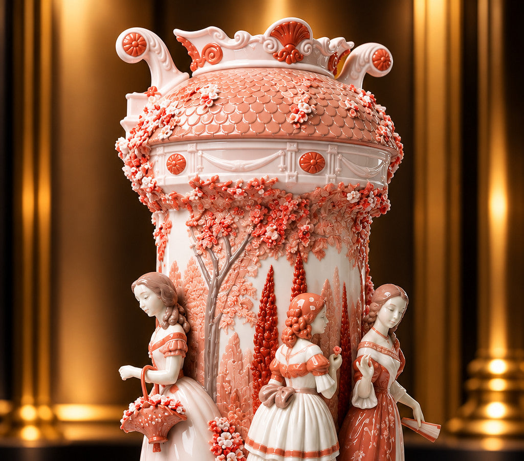 Lladró Ladies in the Garden Vase Red #01007032 – Re-Deco Limited Edition 250 – NEW
