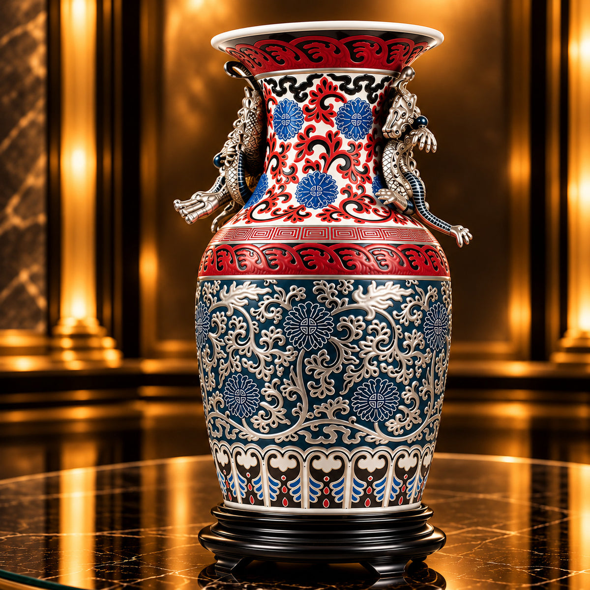 Lladró Blue Vase – Oriental Limited Edition Porcelain Sculpture #01001955