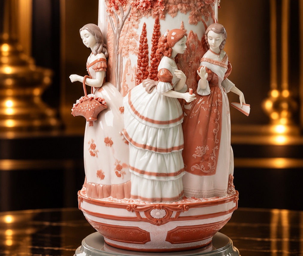 Lladró Ladies in the Garden Vase Red #01007032 – Re-Deco Limited Edition 250 – NEW