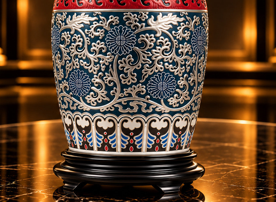Lladró Blue Vase – Oriental Limited Edition Porcelain Sculpture #01001955