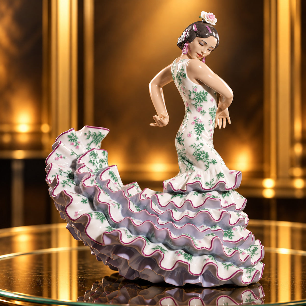 Lladro 01008766 Flamenco Flair Woman Green and Purple #8766 NEW + F/S