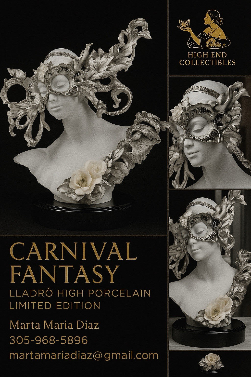 NIB! Lladro Carnival Fantasy Sculpture. Limited Edition. Silver Lustre 01011891