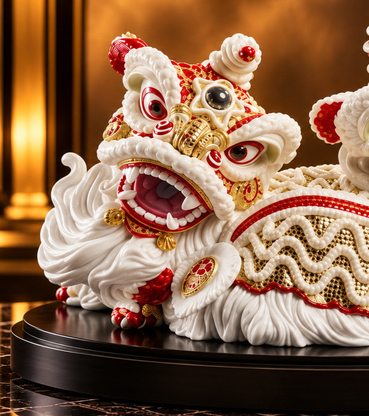 Lladró Lion Dance #01009145 – High Porcelain Limited Edition 500 – Retired – NEW