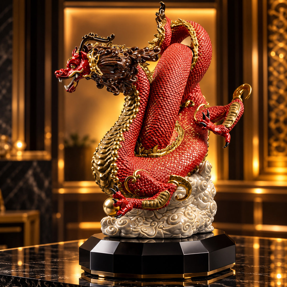 LLADRO Auspicious Dragon Red 01008625 Retired LE 1500 Francisco Polope