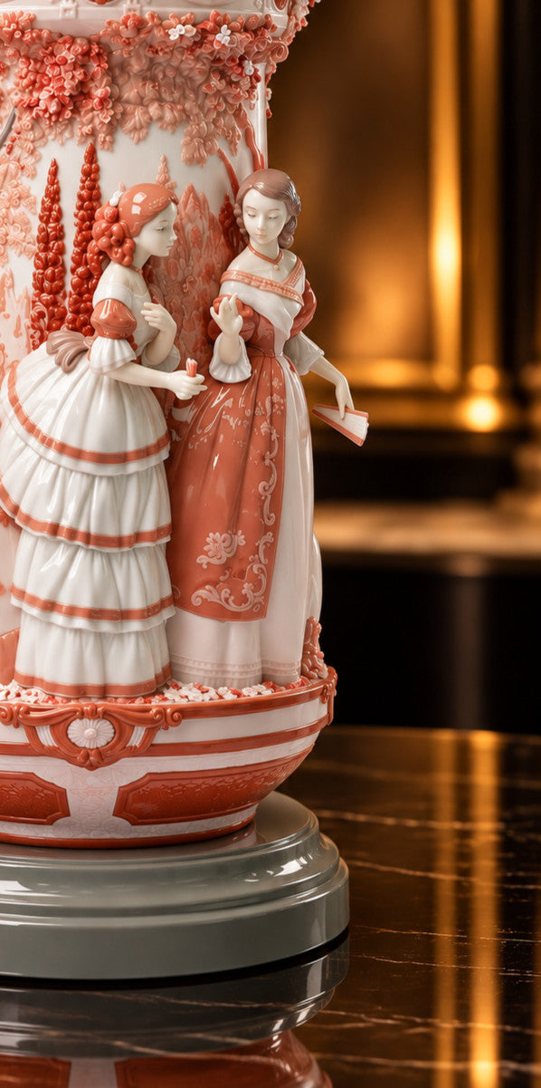 Lladró Ladies in the Garden Vase Red #01007032 – Re-Deco Limited Edition 250 – NEW