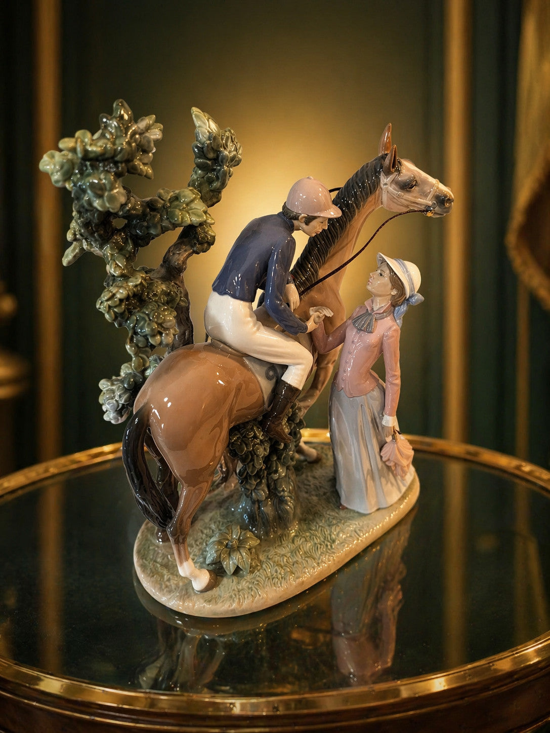 NIB! RETIRED. Lladro Figurine #5036 Jockey and Lass - Approximately 18"H x 14"W