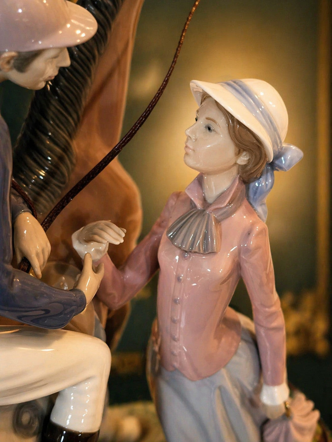 NIB! RETIRED. Lladro Figurine #5036 Jockey and Lass - Approximately 18"H x 14"W