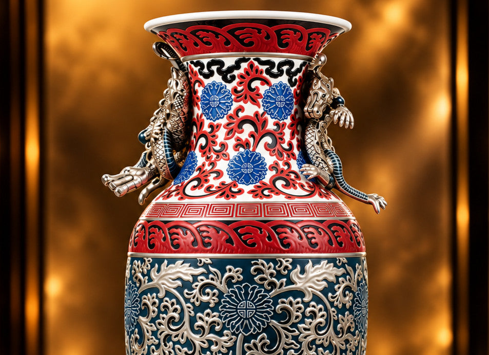 Lladró Blue Vase – Oriental Limited Edition Porcelain Sculpture #01001955