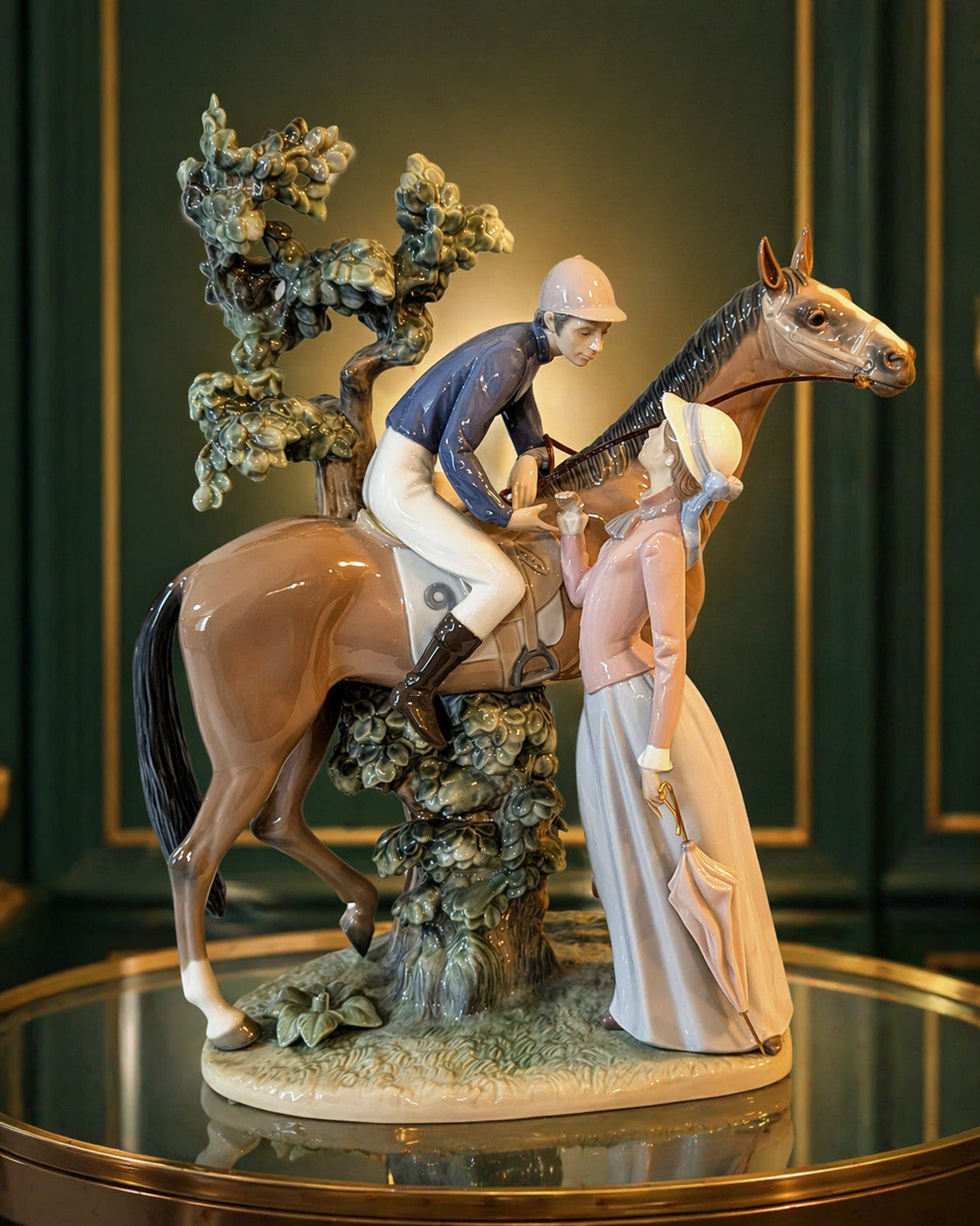 NIB! RETIRED. Lladro Figurine #5036 Jockey and Lass - Approximately 18"H x 14"W