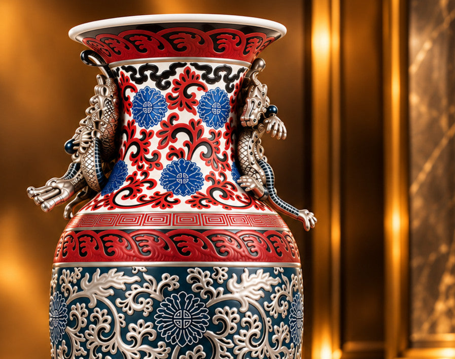 Lladró Blue Vase – Oriental Limited Edition Porcelain Sculpture #01001955