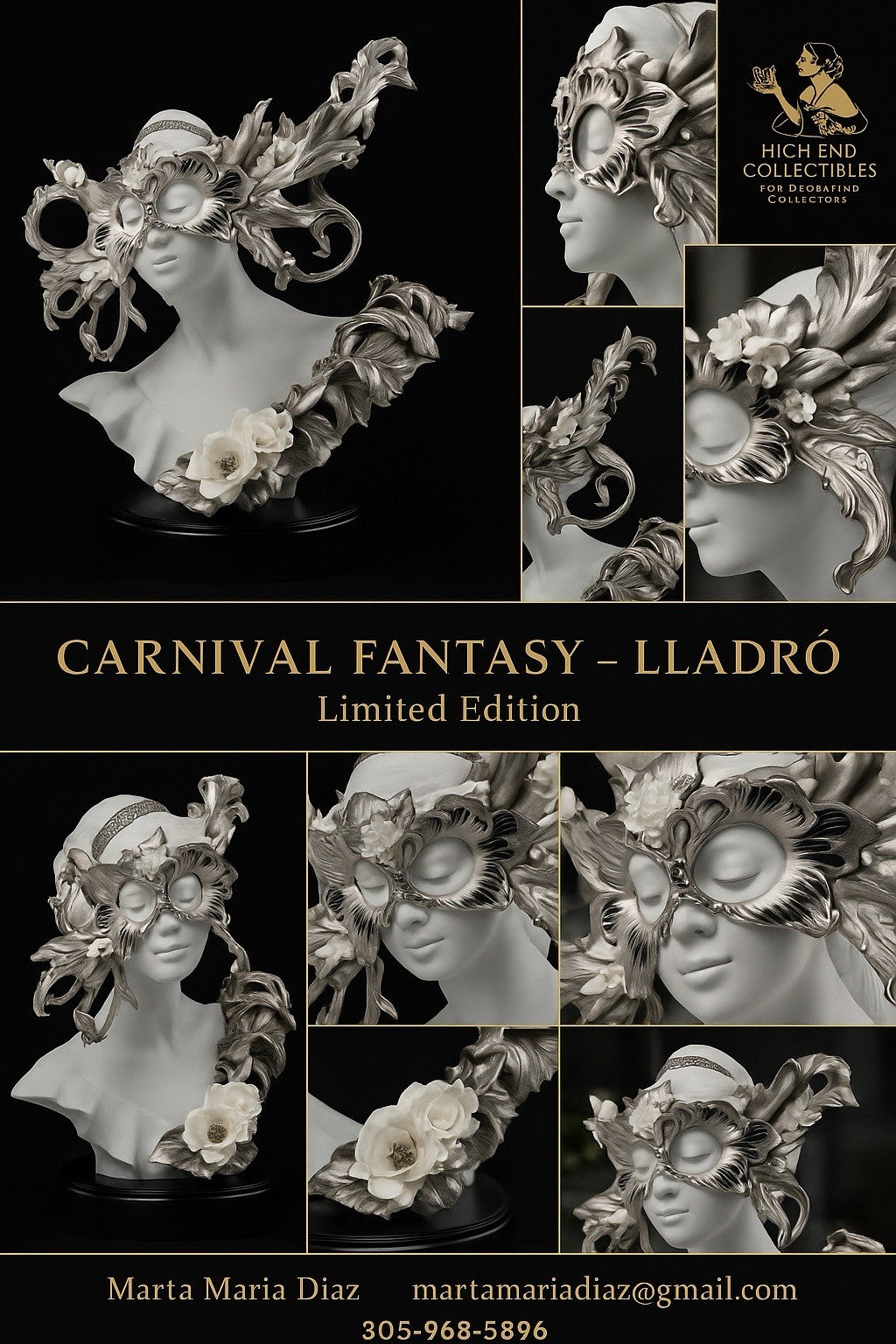 NIB! Lladro Carnival Fantasy Sculpture. Limited Edition. Silver Lustre 01011891
